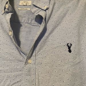 Men’s XL Next Slim Fit button down shirt; blue dot pattern.